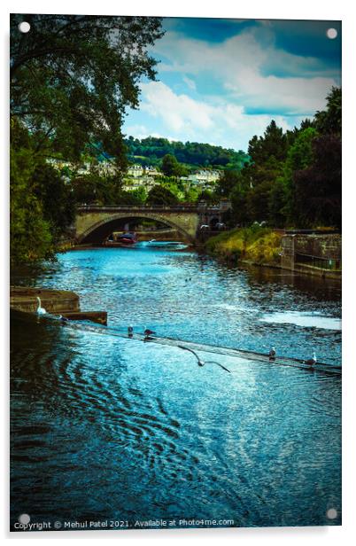 River Avon by Pulteney Weir in the city of Bath, Somerset, England, UK Acrylic by Mehul Patel