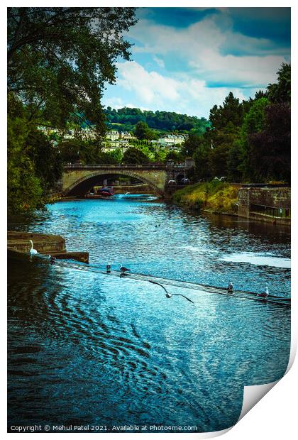 River Avon by Pulteney Weir in the city of Bath, Somerset, England, UK Print by Mehul Patel