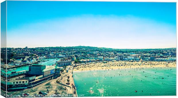 Panoramic view overlooking Weymouth harbour and beach, Dorset, England, UK Canvas Print by Mehul Patel