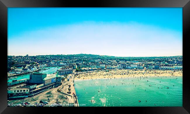 Panoramic view overlooking Weymouth harbour and beach, Dorset, England, UK Framed Print by Mehul Patel