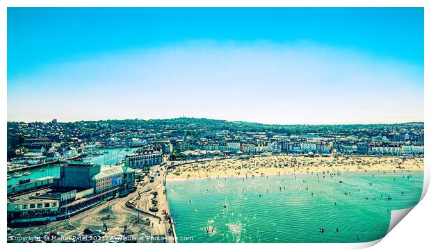 Panoramic view overlooking Weymouth harbour and beach, Dorset, England, UK Print by Mehul Patel