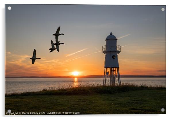 Sunset at Black Nore Lighthouse Acrylic by Derek Hickey