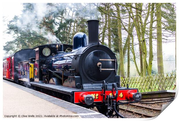 Steam train at Holt Station in North Norfolk Print by Clive Wells