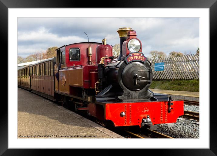 Narrow gauge steam train Framed Mounted Print by Clive Wells