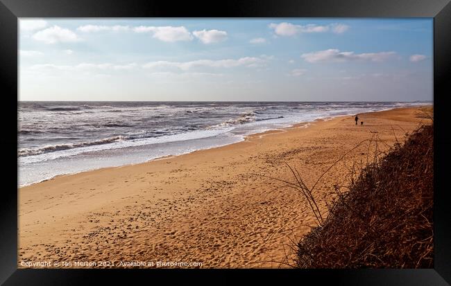 A Walk On The Beach Framed Print by Ian Merton