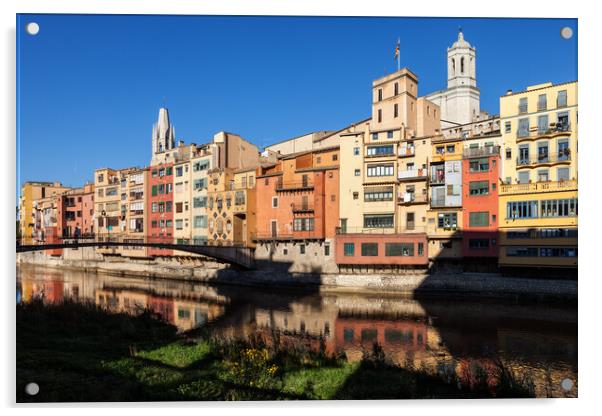 Old Town of Girona Waterfront Houses Acrylic by Artur Bogacki