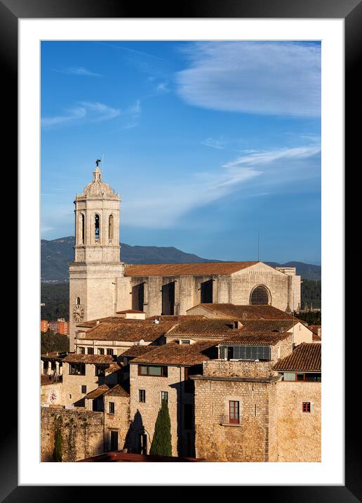 Girona Old Town With Cathedral Framed Mounted Print by Artur Bogacki