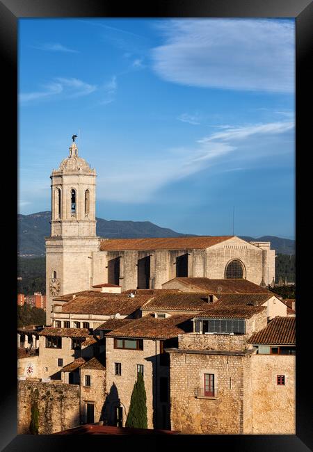 Girona Old Town With Cathedral Framed Print by Artur Bogacki