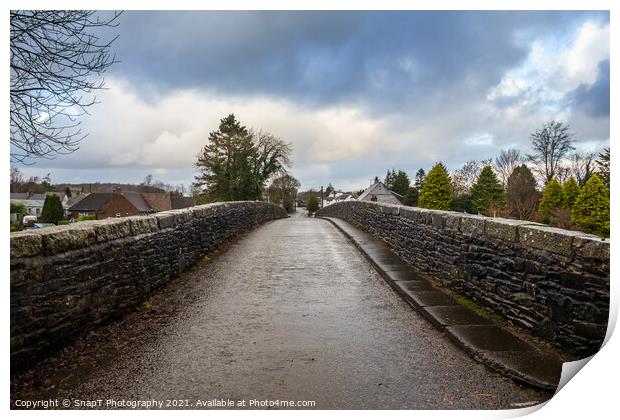 View over the Bridge of Dee, a stone bridge near Castle Douglas, Scotland Print by SnapT Photography