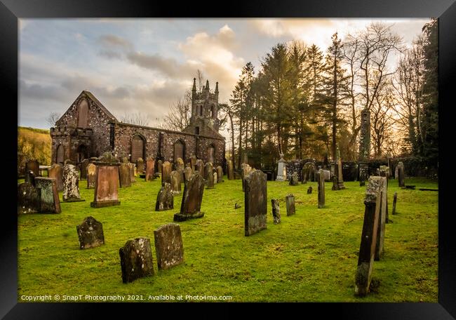 Graveyard and the remains of Tongland Church and Abbey, Scotland Framed Print by SnapT Photography