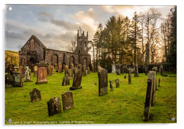Graveyard and the remains of Tongland Church and Abbey, Scotland Acrylic by SnapT Photography