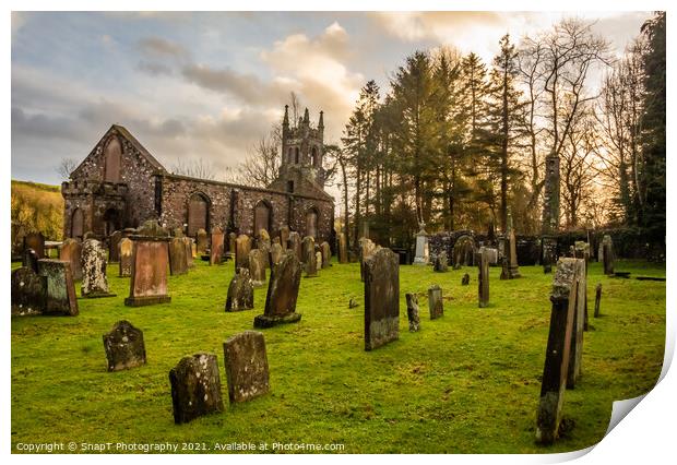 Graveyard and the remains of Tongland Church and Abbey, Scotland Print by SnapT Photography