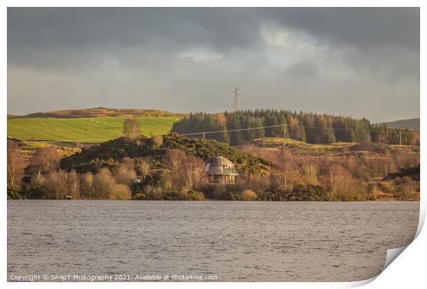 Eco Bothy on Loch Ken, surrounded by woodland, Dumfries and Galloway, Scotland Print by SnapT Photography