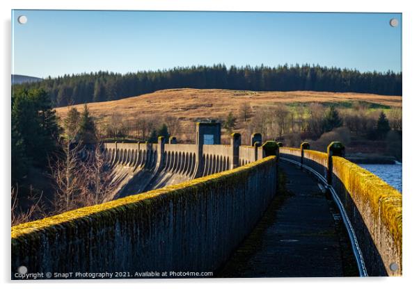 Walk way at the top Clatteringshaws Dam, on the Galloway Hydro Electric Scheme Acrylic by SnapT Photography