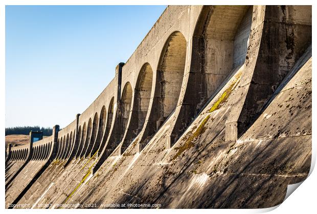 Arches at the top of Clatteringshaws Dam, on the Galloway Hydro Electric Scheme Print by SnapT Photography