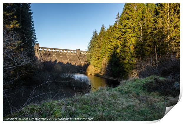 Clatteringshaws Dam and the Blackwater of Dee, Dumfries and Galloway, Scotland Print by SnapT Photography