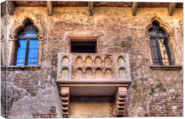 Juliet's Balcony Verona Italy Canvas Print by David Pyatt