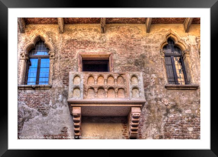 Juliet's Balcony Verona Italy Framed Mounted Print by David Pyatt