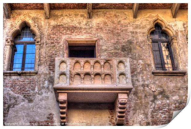 Juliet's Balcony Verona Italy Print by David Pyatt