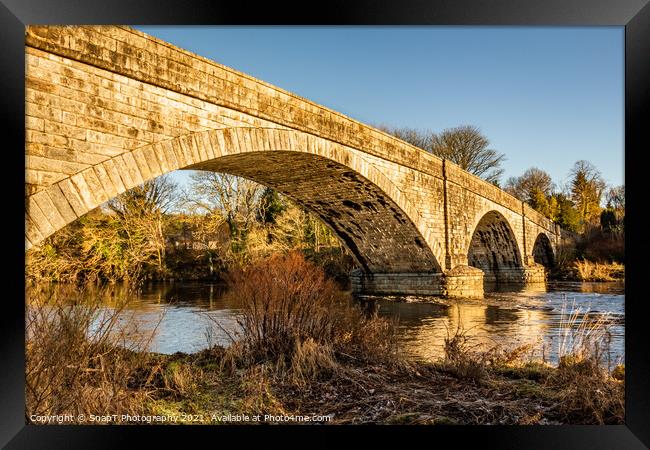 The arched Ken Bridge over the Water of Ken on a sunny winters day, Scotland Framed Print by SnapT Photography
