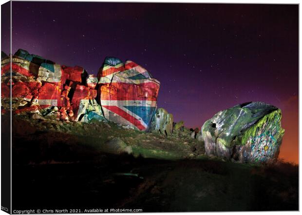 Cow and Calf rocks, Jubilee edition. Canvas Print by Chris North