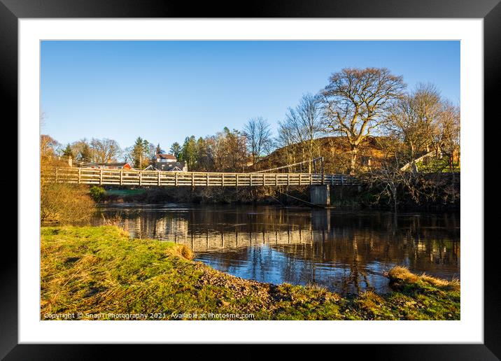 Boat Weil Wooden Suspension Bridge reflecting over the Water of Ken, Scotland Framed Mounted Print by SnapT Photography