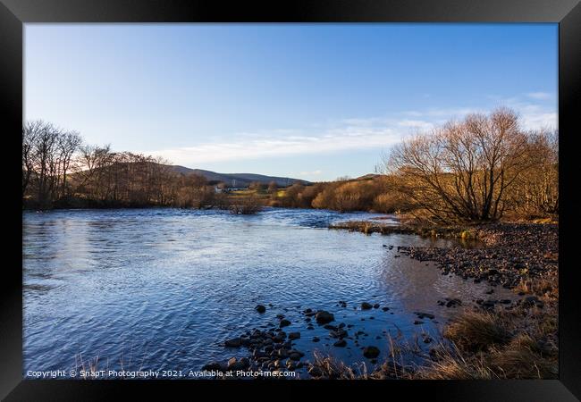 Winter sunset on a treelined Water of Ken at St. John's Town of Dalry, Scotland Framed Print by SnapT Photography
