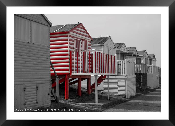Whistable Beach Huts Red Selection Framed Mounted Print by Alistair Duncombe