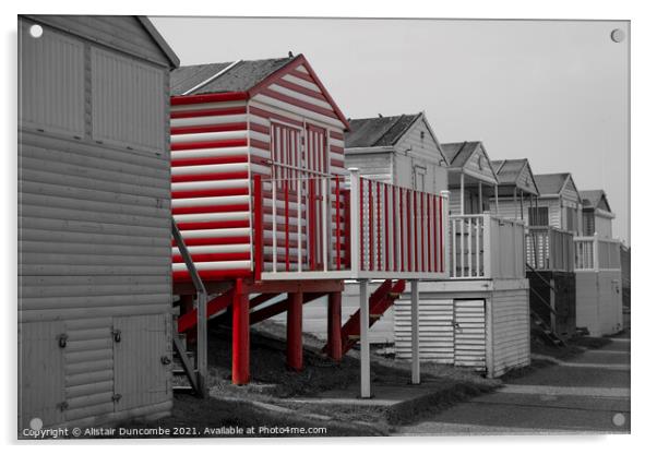 Whistable Beach Huts Red Selection Acrylic by Alistair Duncombe