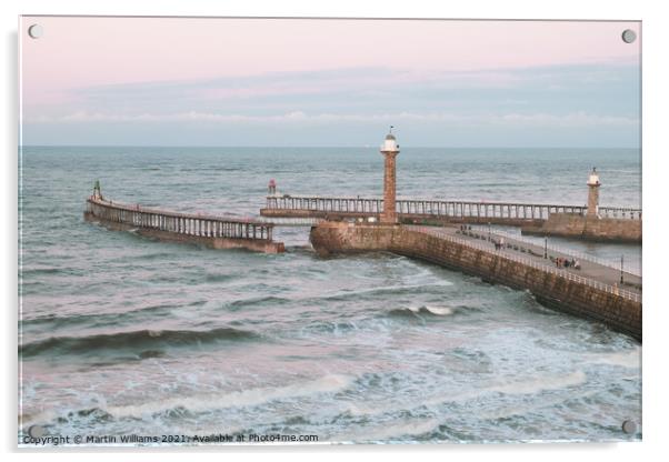 Whitby piers viewed from West Cliff Acrylic by Martin Williams