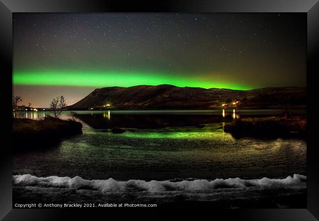 Northern lights lake Framed Print by Tony Prower