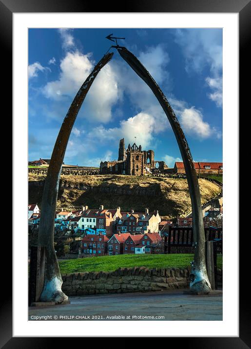 Whitby abbey through the Whale bones.  453  Framed Mounted Print by PHILIP CHALK