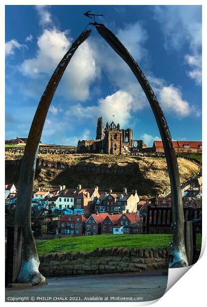 Whitby abbey through the Whale bones.  453  Print by PHILIP CHALK