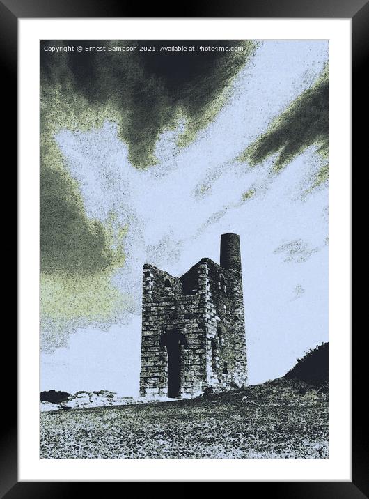 Cornish Tin Mine Engine House, Redruth Cornwall. Framed Mounted Print by Ernest Sampson