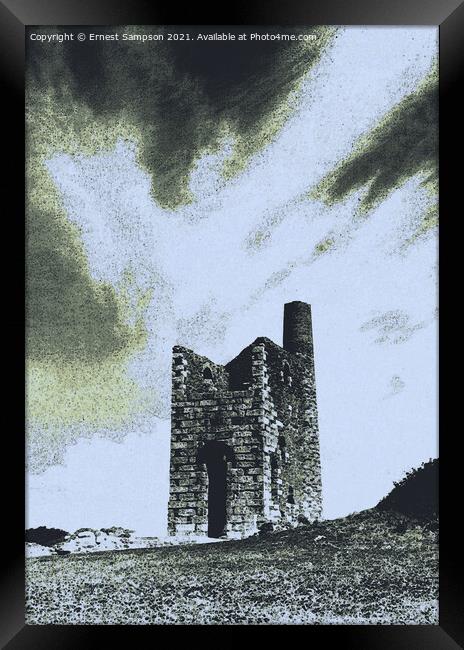 Cornish Tin Mine Engine House, Redruth Cornwall. Framed Print by Ernest Sampson