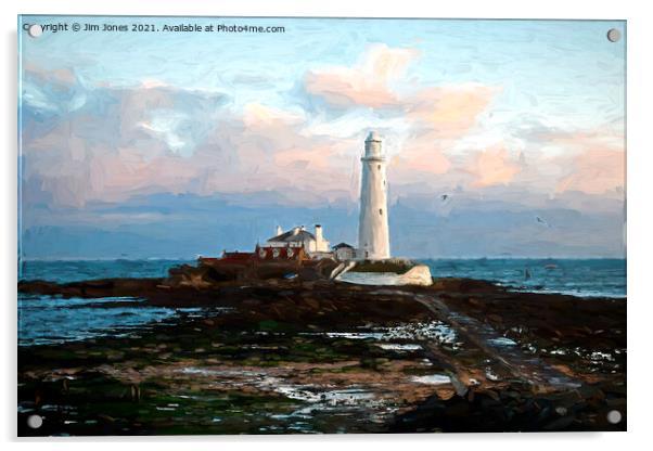 Artistic St. Mary's Island and Lighthouse Acrylic by Jim Jones
