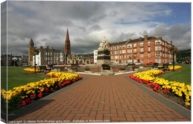 Largs Garden & War Memorial Canvas Print by Alister Firth Photography