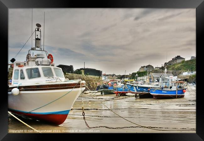 Newquay Fishing Boats. Framed Print by Neil Mottershead