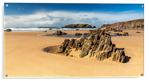 Marloes Sands rock pools Acrylic by paul reynolds