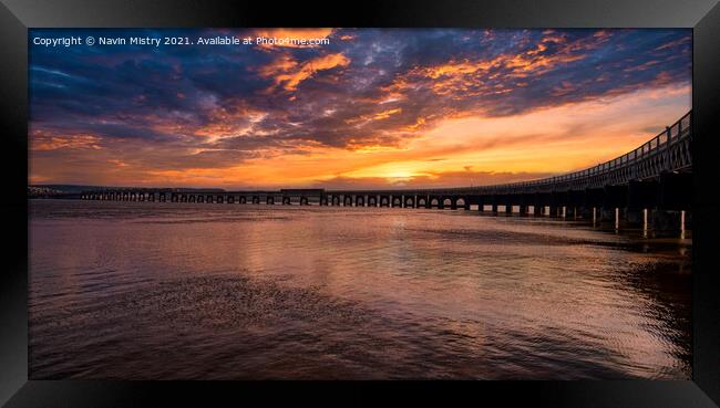 The Tay Bridge Dundee, Scotland at Sunset Framed Print by Navin Mistry
