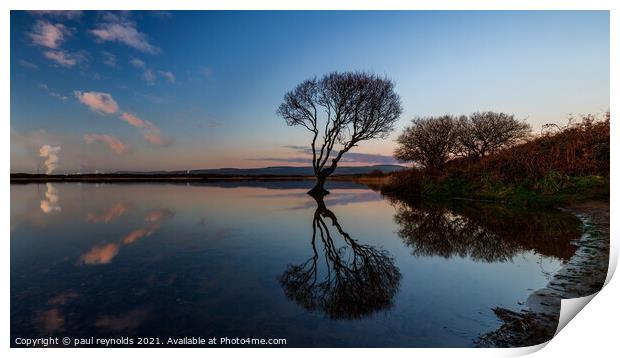 Kenfig Pool reflections  Print by paul reynolds