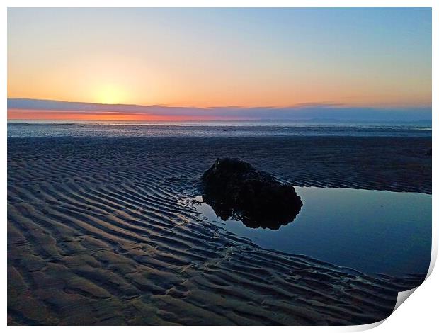 sunset with rockpool on the beach  Print by Mark Ritson