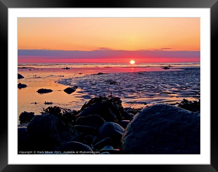 Red Sky Horizon Beach Sunset Framed Mounted Print by Mark Ritson