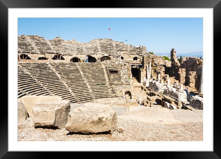 Ancient amphitheatre, Side, Turkey Framed Mounted Print by Kevin Hellon