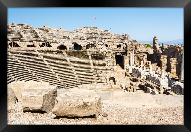 Ancient amphitheatre, Side, Turkey Framed Print by Kevin Hellon