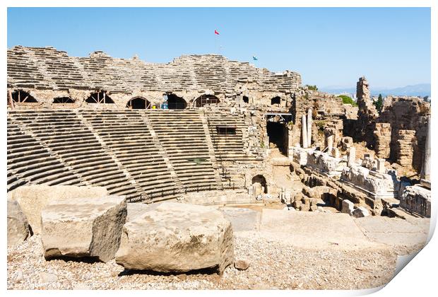 Ancient amphitheatre, Side, Turkey Print by Kevin Hellon