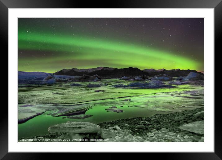 Lake ice aurora Framed Mounted Print by Tony Prower