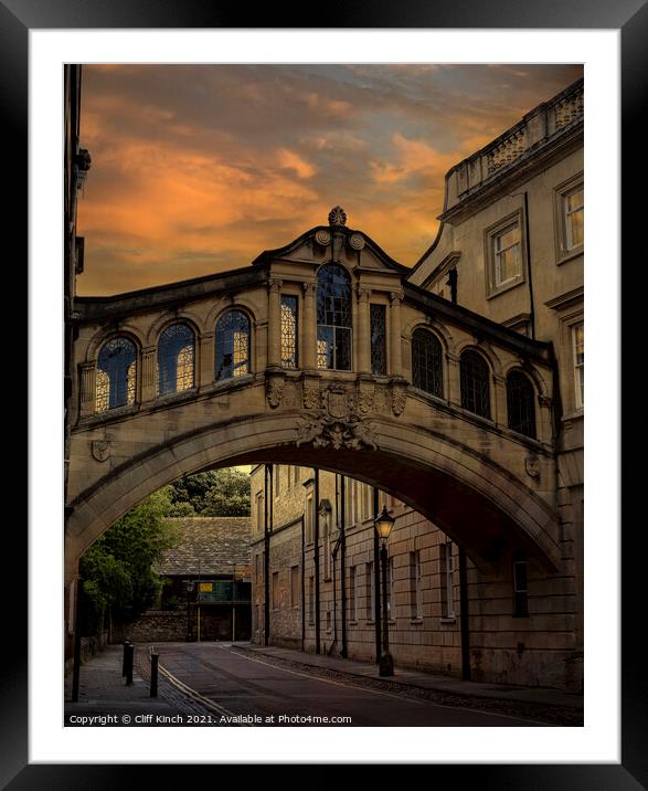Evening over Bridge of Sighs Oxford Framed Mounted Print by Cliff Kinch