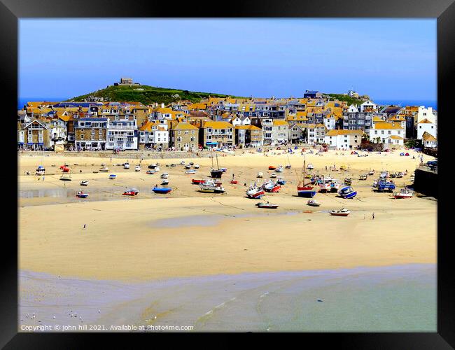 St. Ives at low tide in Cornwall. Framed Print by john hill