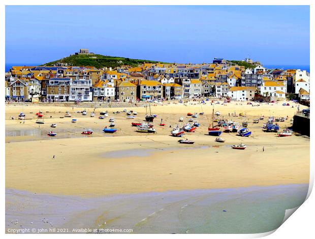 St. Ives at low tide in Cornwall. Print by john hill